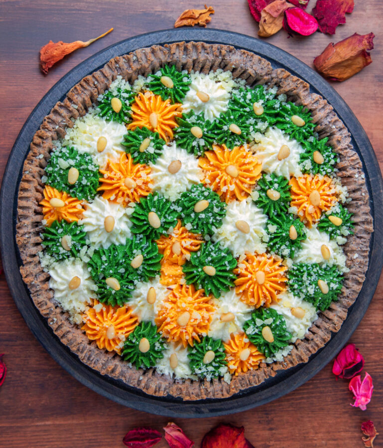 Torta salata senza glutine con farce colorate