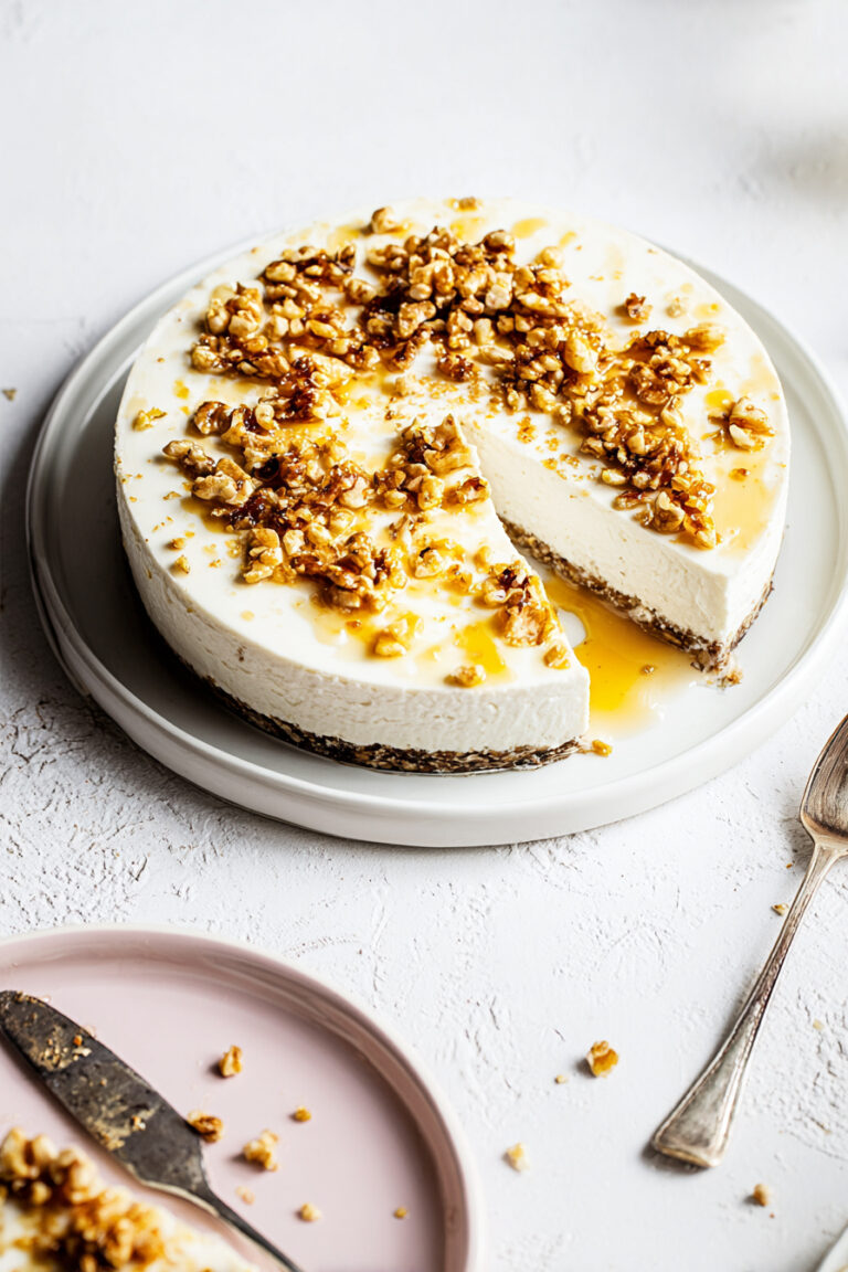 Cheesecake alla greca con yogurt, noci e miele