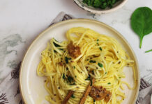 Tajarin con burro alle erbe e crema al tartufo