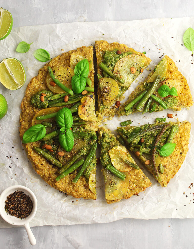 Frittata al forno di miglio e quinoa con patate e fagiolini