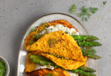 Tacos di carote, ricotta e asparagi