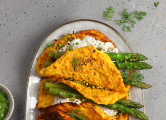 Tacos di carote, ricotta e asparagi