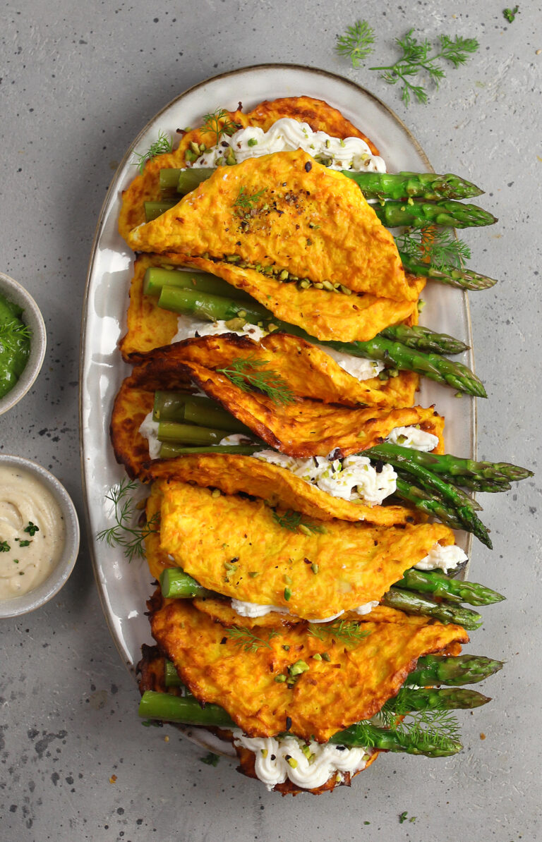 Tacos di carote, ricotta e asparagi