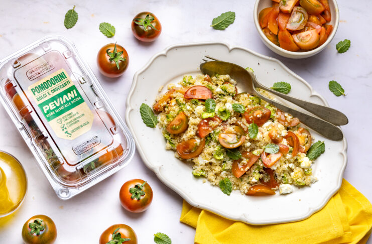 Insalata di quinoa, feta e pomodorini sardi