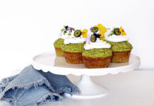 Cupcake ai piselli con crema di formaggio