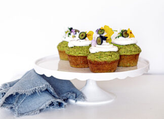 Cupcake ai piselli con crema di formaggio