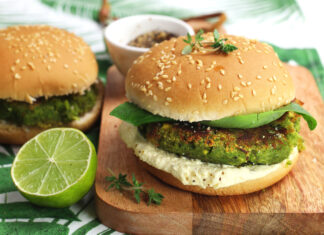 Burger verdi di lupini e spinaci al timo