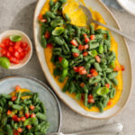 Cavatelli verdi di legumi e spinaci in salsa di carote