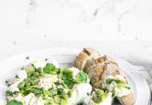 Labneh di capra con fave, origano e limone