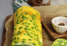 Rotolo con mozzarella, spinaci e piselli
