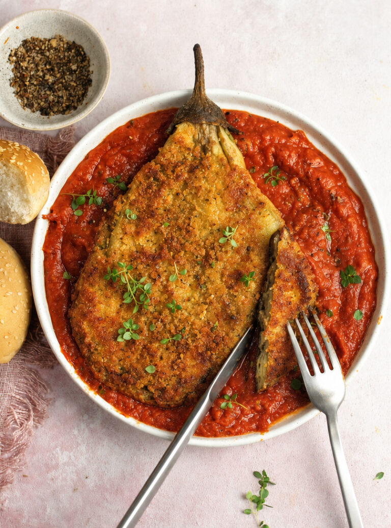 melanzane-impanate-salsa Melanzane impanate in salsa rossa arrosto