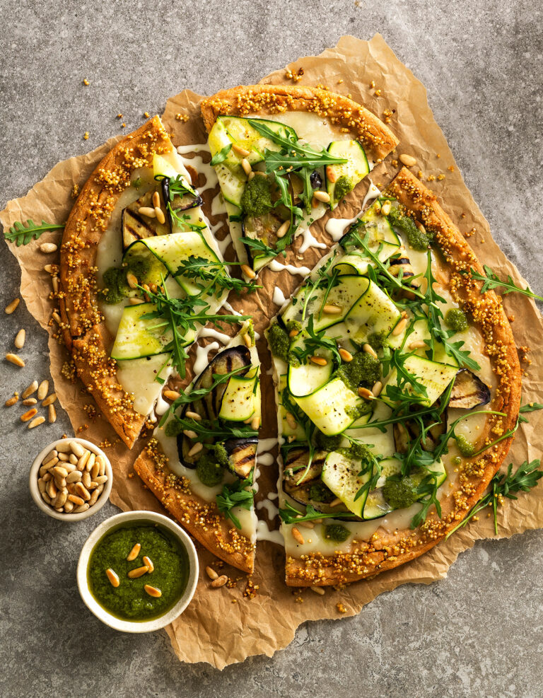 pizza-proteica-quinoa Pizza proteica di quinoa e lenticchie con verdure estive