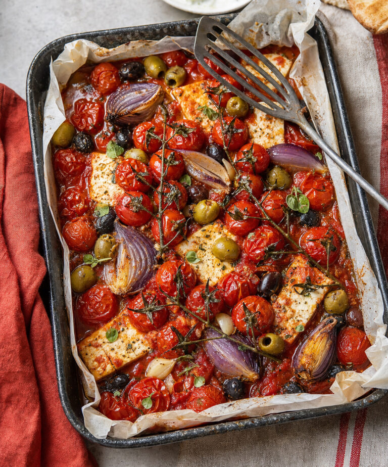 Zuppa al forno di pomodorini e feta alla greca