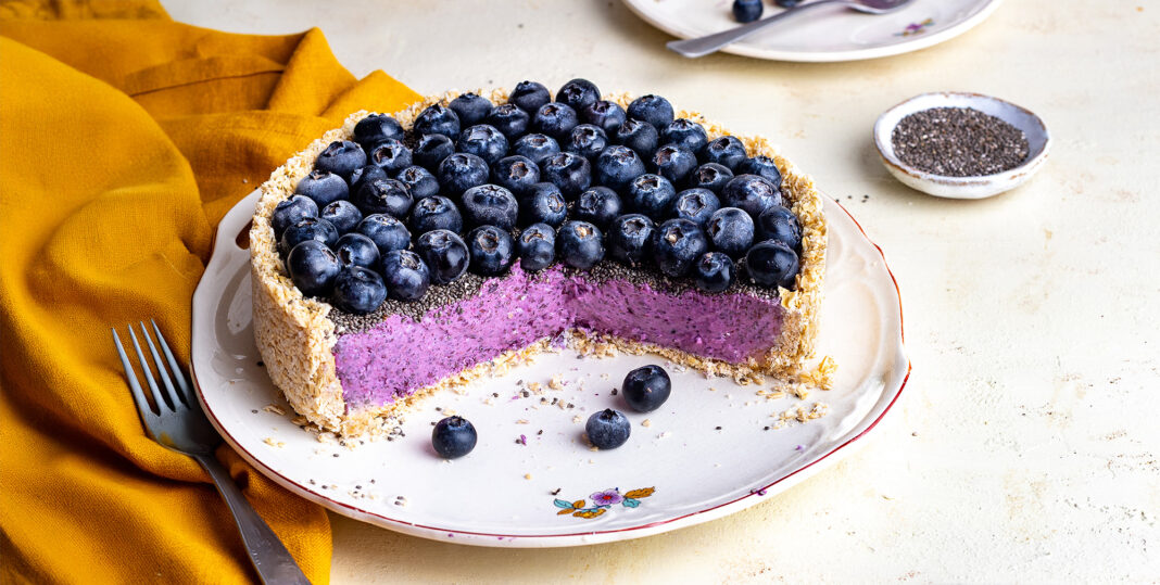 cheesecake-mirtilli-avena-chia Cheesecake di mirtilli con avena e semi di chia