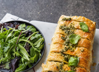 Strudel-plumcake con melanzane, mozzarella e pesto fresco