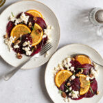 Carpaccio di barbabietola arrosto con arancia, feta e noci