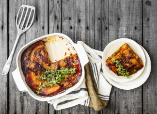 Lasagna di zucca e provolone alle erbe