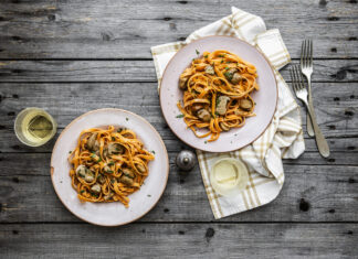 Tagliatelle di lenticchie ai funghi porcini