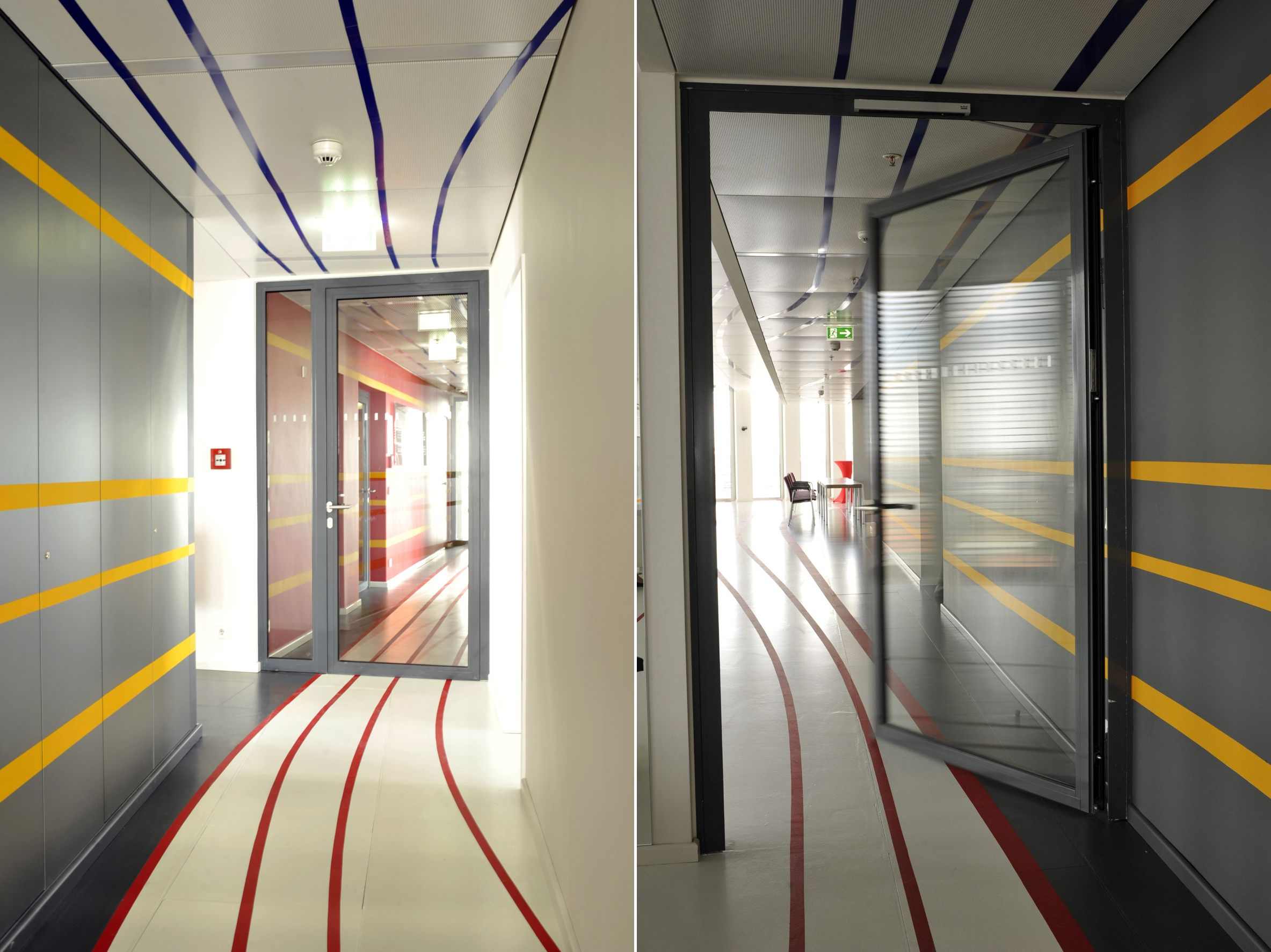 In vista del suo futuro utilizzo come sala d’esposizione, per il 14esimo piano è stata scelta una configurazione trasparente e contemporanea. Anche in questo caso sono state utilizzate le porte Hörmann. Gli elementi con telaio tubolare, a tutto vetro e a un battente creano un effetto finissimo grazie ai sottili profili S-Line (foto Hörmann)