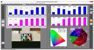 Misure di riflettanza del target: in laboratorio (sinistra) e tramite fotocamera e calibrazione (destra).