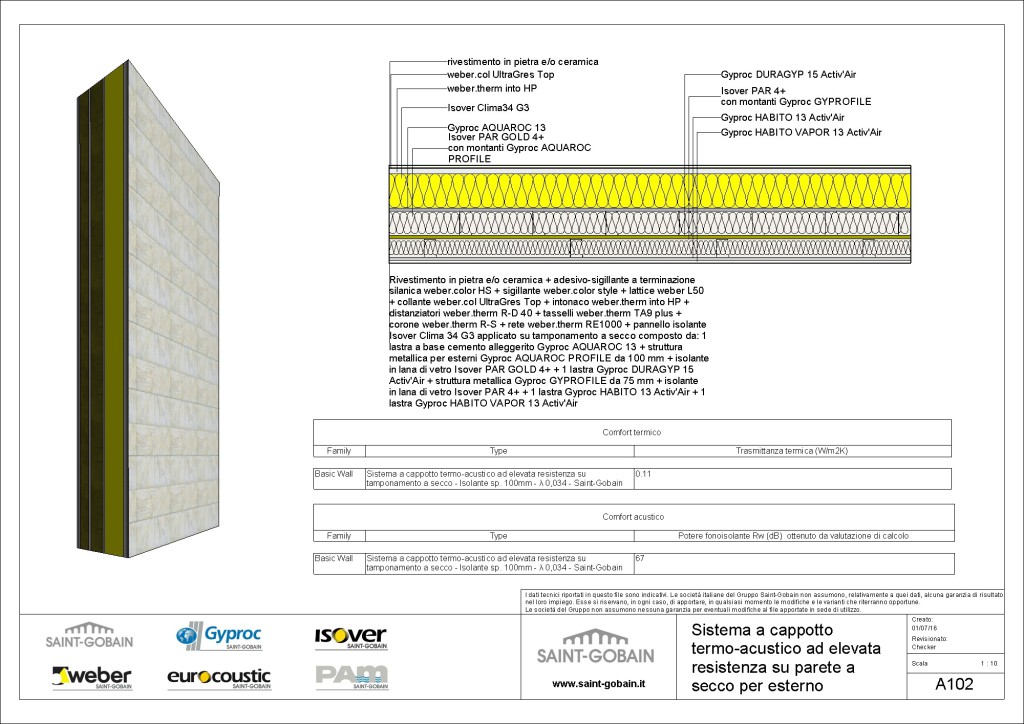 Sistema a cappotto termo-acustico ad elevata resistenza su tamponamento a secco - Isolante sp.