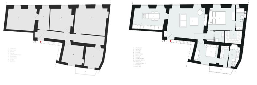 Piante dello stato di fatto e di progetto