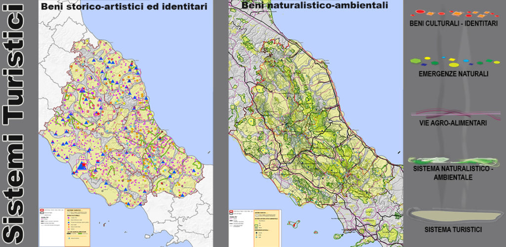 Il territorio abruzzese è stato letto in relazione alla più ampia Italia mediana (Abruzzo, Lazio, Molise, Umbria e Marche e in parte la Toscana e la Campania).