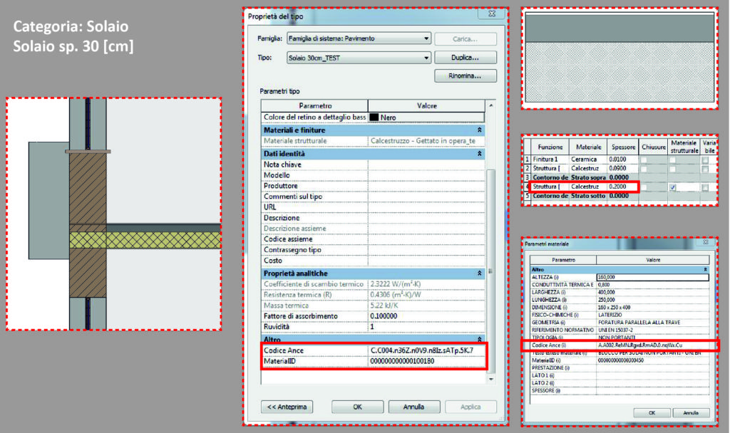 3. Esempio attributi componente edilizio nel Software BIM: solaio a travetti e blocchi in laterizio interposti.