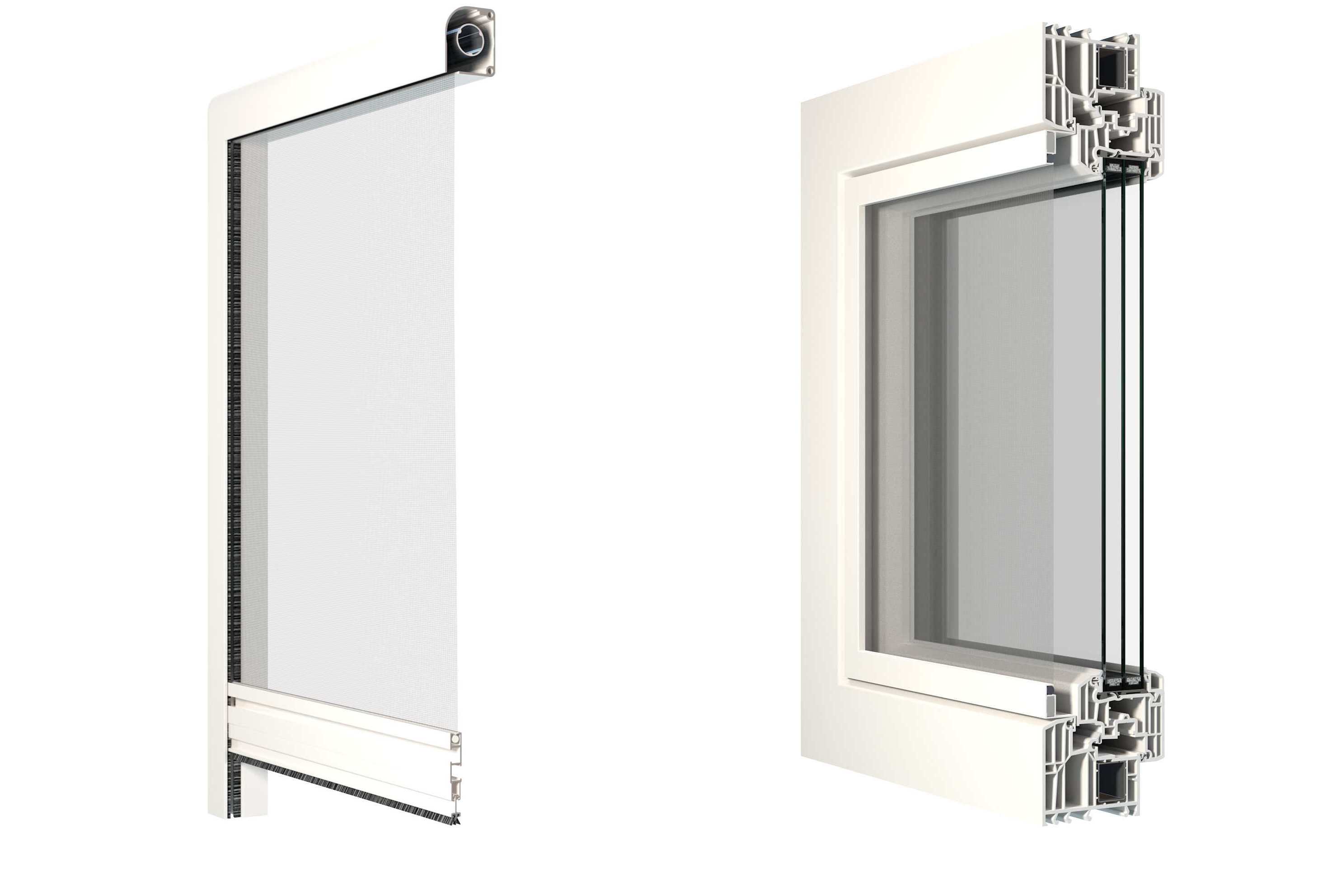 Zanzariera da installare su serramento esistente e zanzariera fissa (foto Finstral)