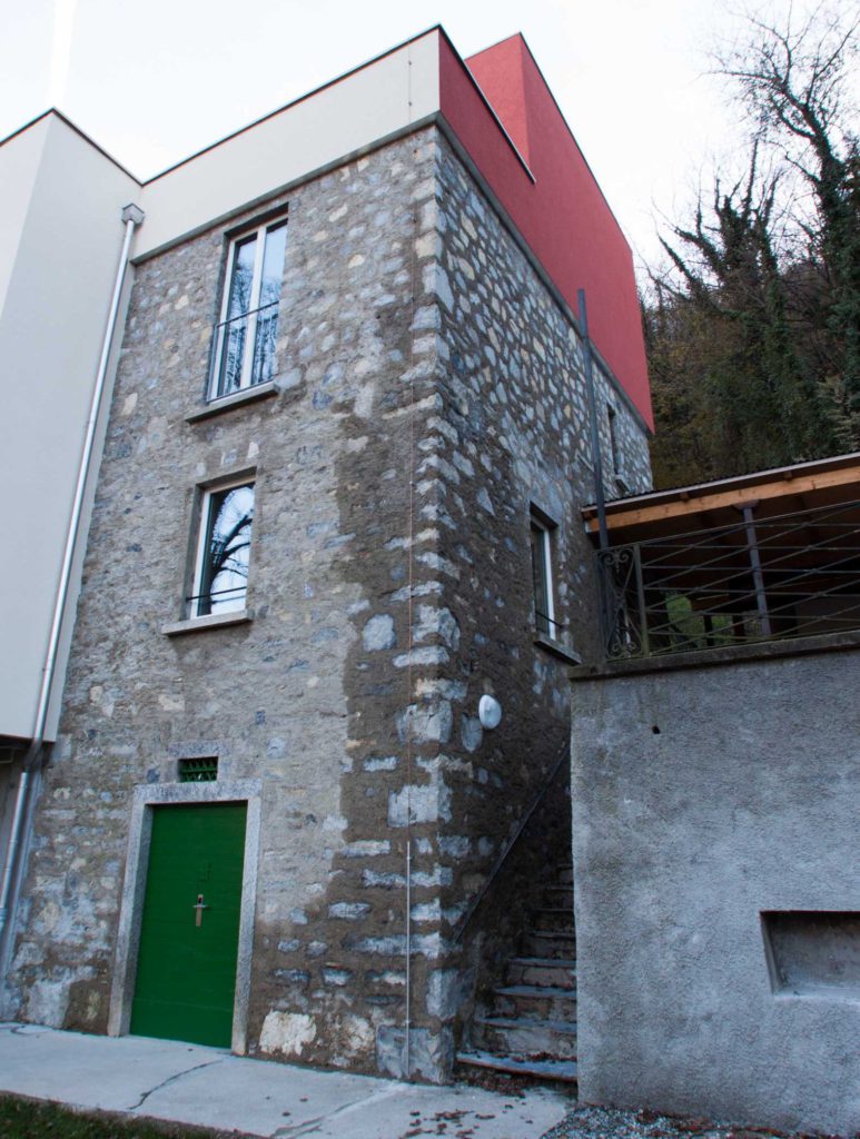 Particolare dell'integrazione tra esistente e nuovo costruito.