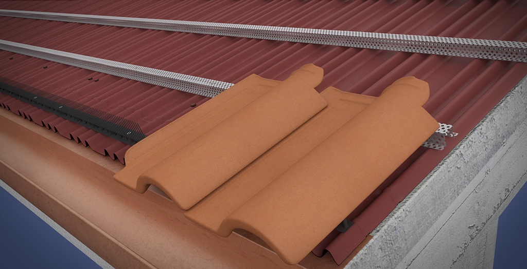 Posa della prima fila di tegole