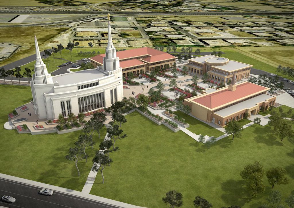 Il Centro sarà composto da un Tempio (casa di riunione polifunzionale), da un centro visitatori ed una biblioteca genealogica: gran parte del Centro sarà aperta al pubblico e includerà edifici e giardini. © Copyright 2016 Intellectual Reserve, Inc.