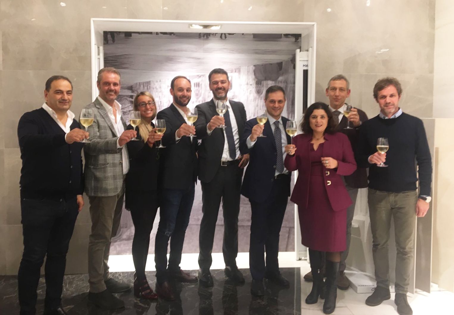 I tre imprenditori soci e i principali partner industriali del progetto Posami.