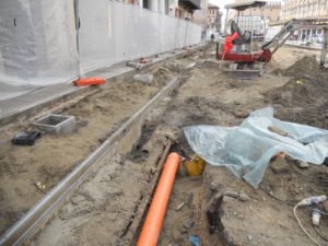 Lavori in piazza Trento e Trieste a Ferrara (foto Aco Passavant)