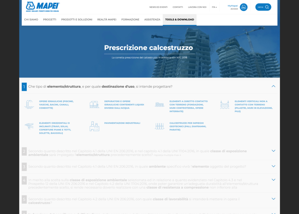 Tool prescrizione calcestruzzo