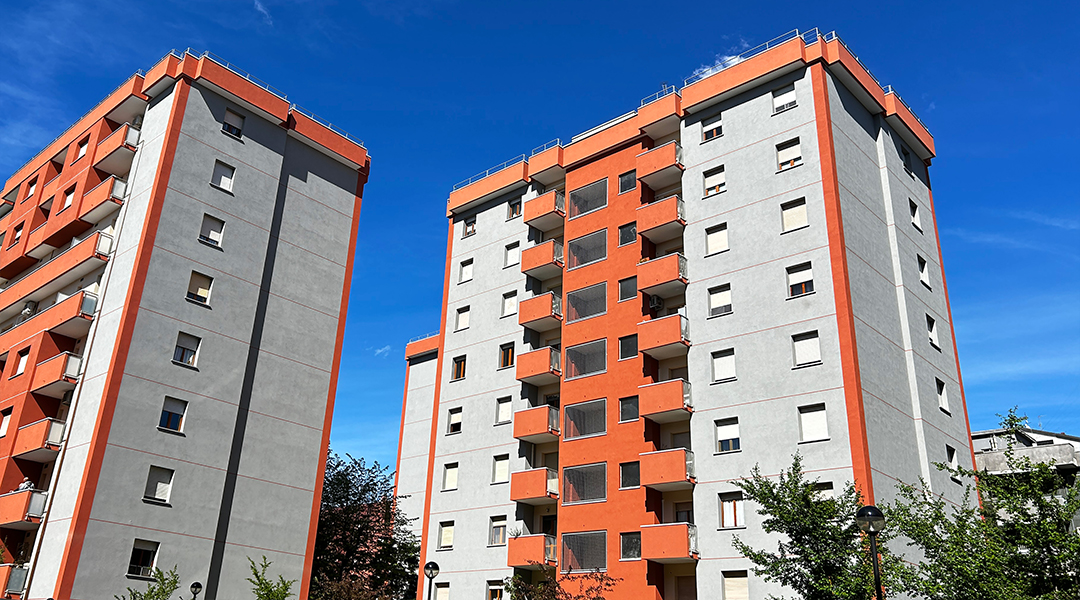 Una palazzina del supercondominio dopo l’intervento