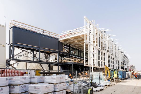Fasi di cantiere nel padiglione Usa
