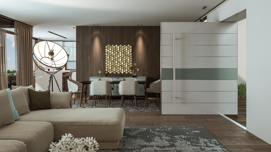 La porta a bilico moderna e minimal