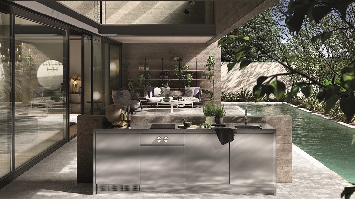 Abimis. La cucina vista piscina