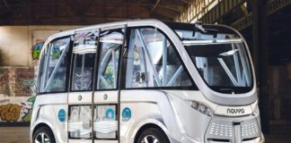 Electric bus without driver under test in Merano