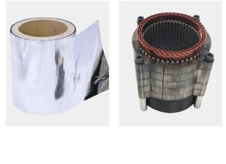 Featuring efficiency by using a nanocrystalline soft magnetic alloy