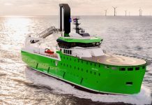 Full electric ship charged with wind energy