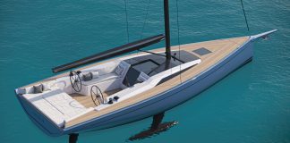 The mass-produced sailing boat with an electric motor is incoming