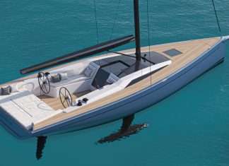 The mass-produced sailing boat with an electric motor is incoming