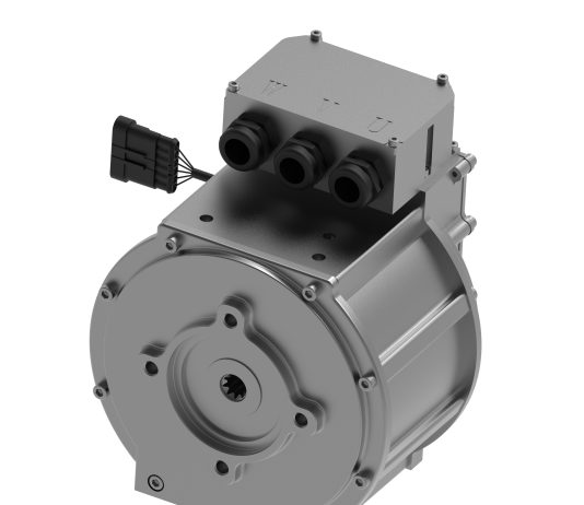 A new low-voltage electric motor efficiently powers hydraulic functions on compact electric machinery A new low-voltage electric motor