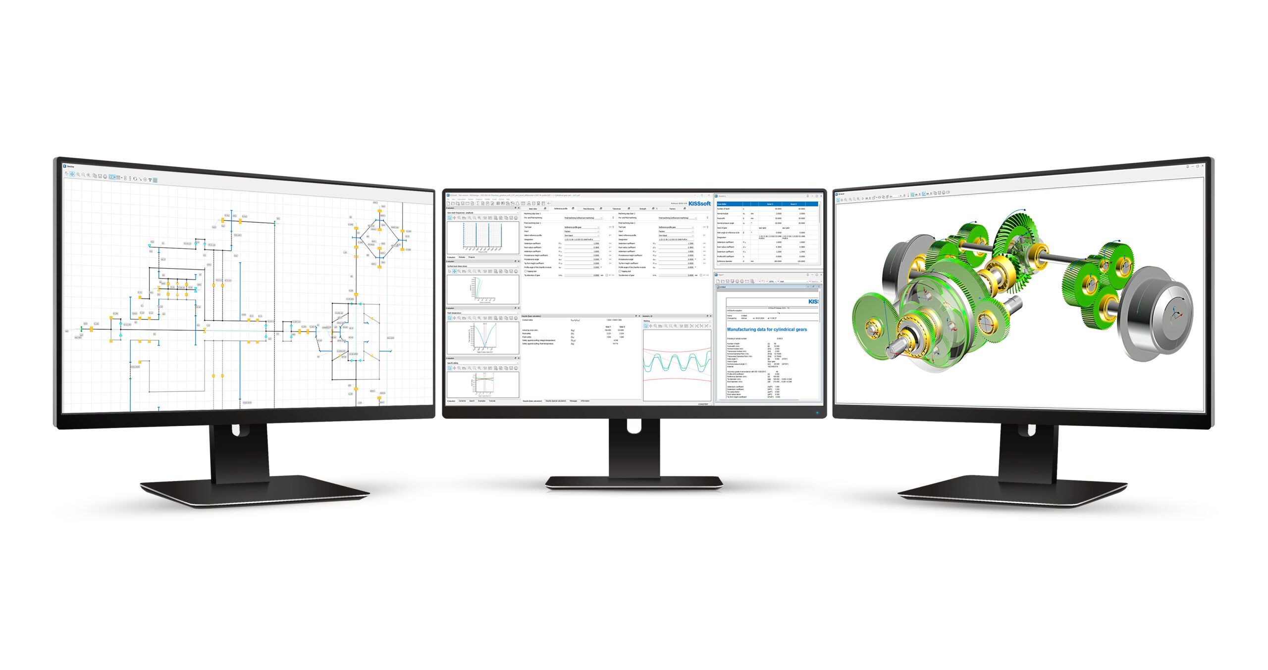 Three Computer Monitors Mockup with white blank screen648341166
