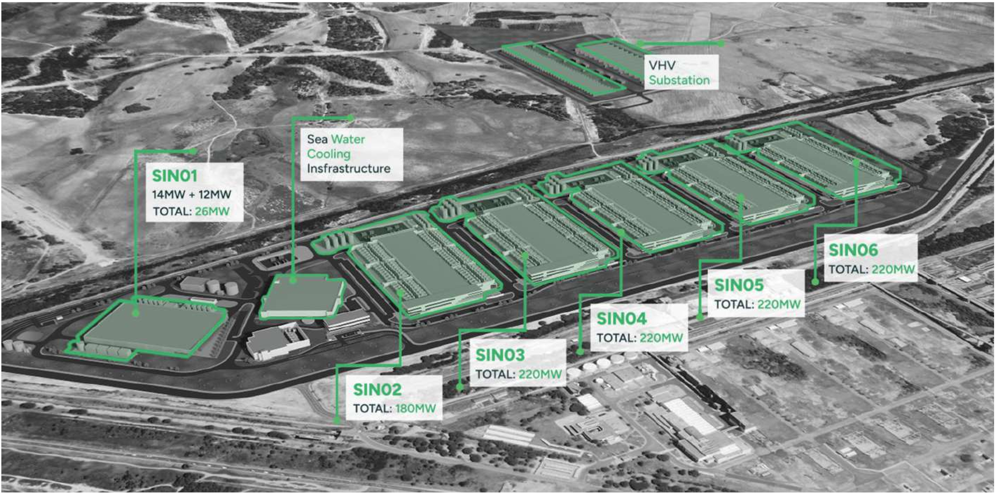 Figura 3 - Il progetto Start Campus prevede la realizzazione di sei centri dati (fonte: Start Campus)