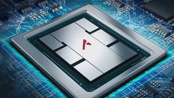 Chip Huawei Ascend per intelligenza artificiale su circuito stampato, simbolo dell'autonomia tecnologica cinese