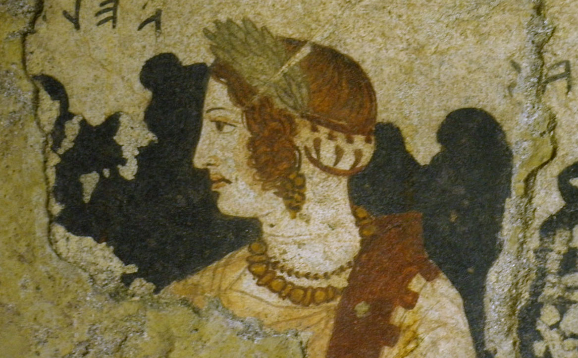Fig. 3 Ritratto di Velia (IV secolo a.C.; affresco; Tarquinia, Tomba dell’Orco). Fonte: wikimedia.org