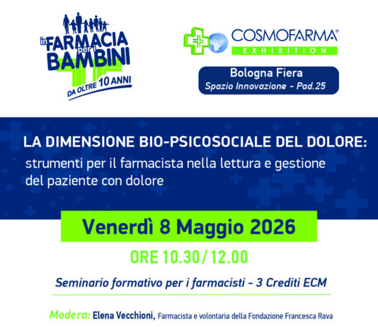 Farmacisti e dolore, una nuova lettura: l’approccio bio-psicosociale a Cosmofarma dolore bio-psicosociale farmacista